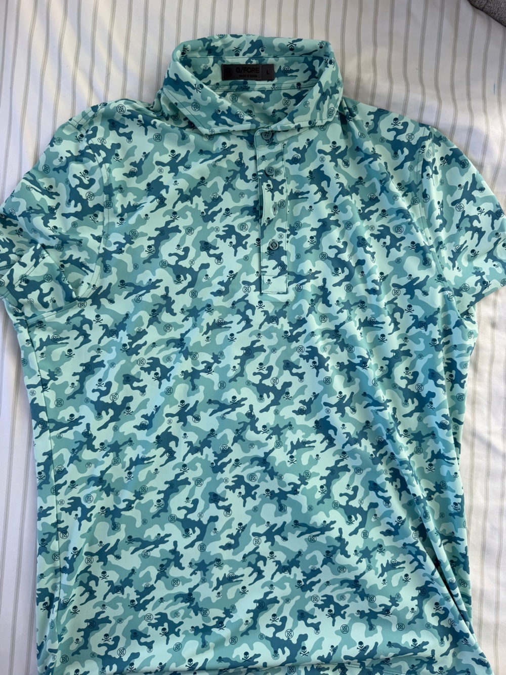G/FORE Light Aqua & Teal Camouflage Swim Polo